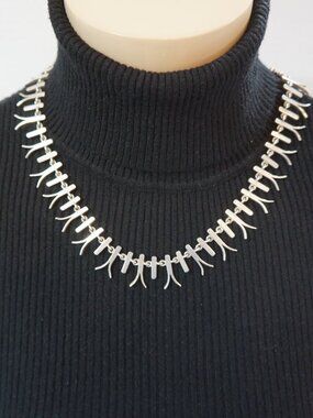 Vintage SADM Mexican Modernist Sterling Silver Collar Necklace